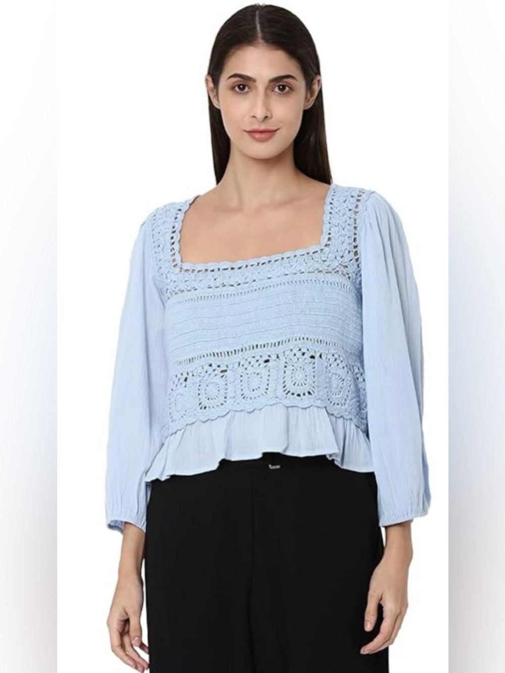 Crochet Square-Neck Lace Top. American Eagle.